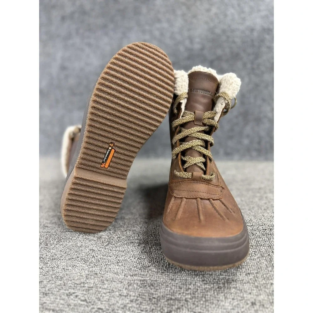 Merrell Boots Womens 9 Brown Leather Faux Fur Lined Insulated Snow J001580